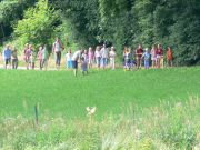 Viele Kindergruppen wandern zur Mühle
