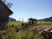 Holzplatz und Wehr